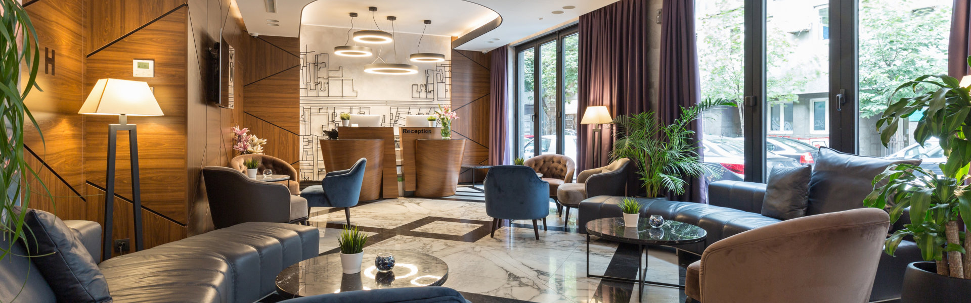 Interior of a modern luxury hotel reception
